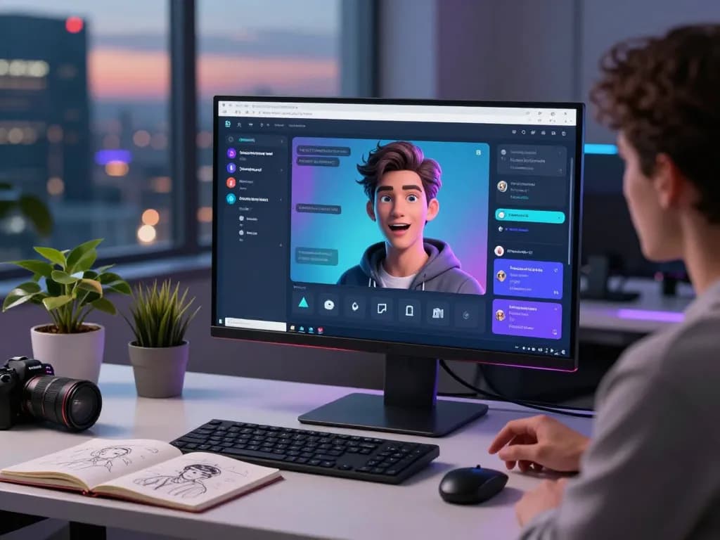 Engaging user experience with crush on ai technology in a futuristic workspace.