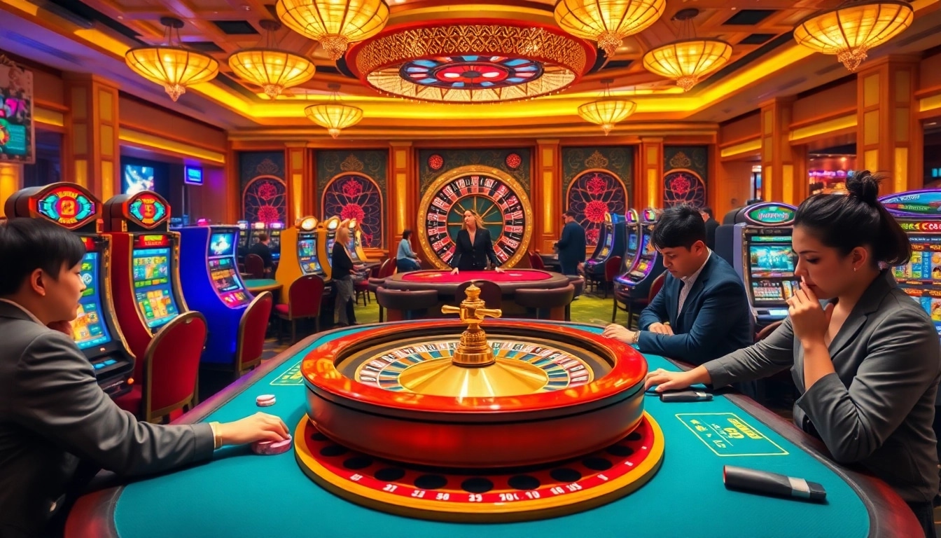 Experience the thrill of gaming with go8 casino tables and vibrant slot machines in an elegant setting