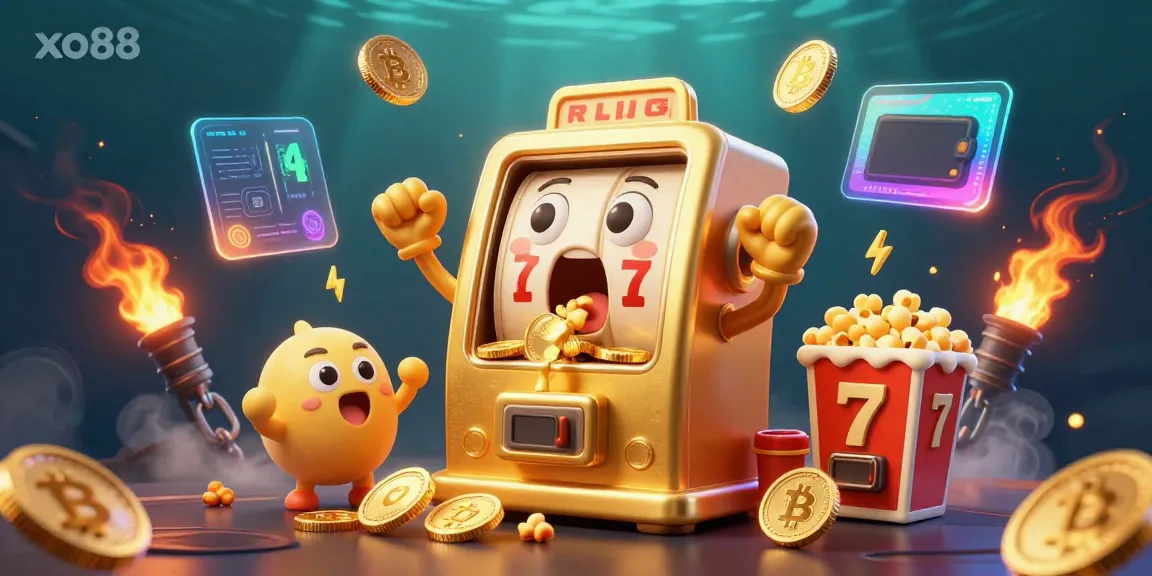 Experience the excitement of winning at xo88 with a vibrant 3D illustration of dynamic casino elements.