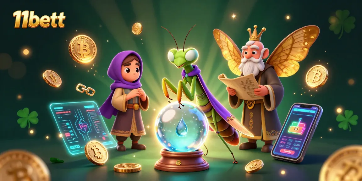 Immerse in 11bett's vibrant casino world through an energetic cartoon scene of fortune tellers and oracles.