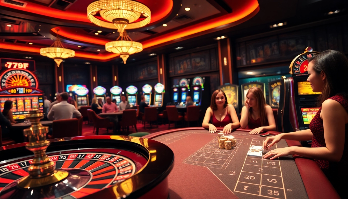 Players enjoying exciting casino games at 789f, featuring roulette and poker tables.
