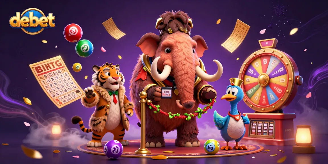 Experience the excitement of debet with a vibrant casino scene featuring dynamic characters and dazzling lottery elements.