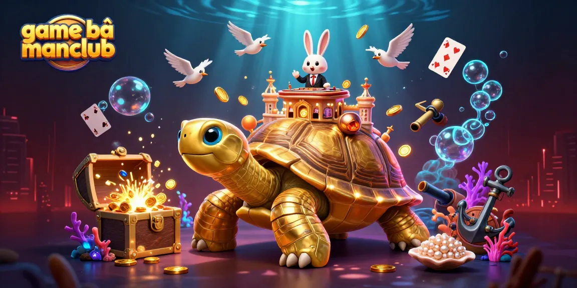 Experience game bài manclub with vibrant cartoon characters, gold coins, and a lively casino atmosphere.
