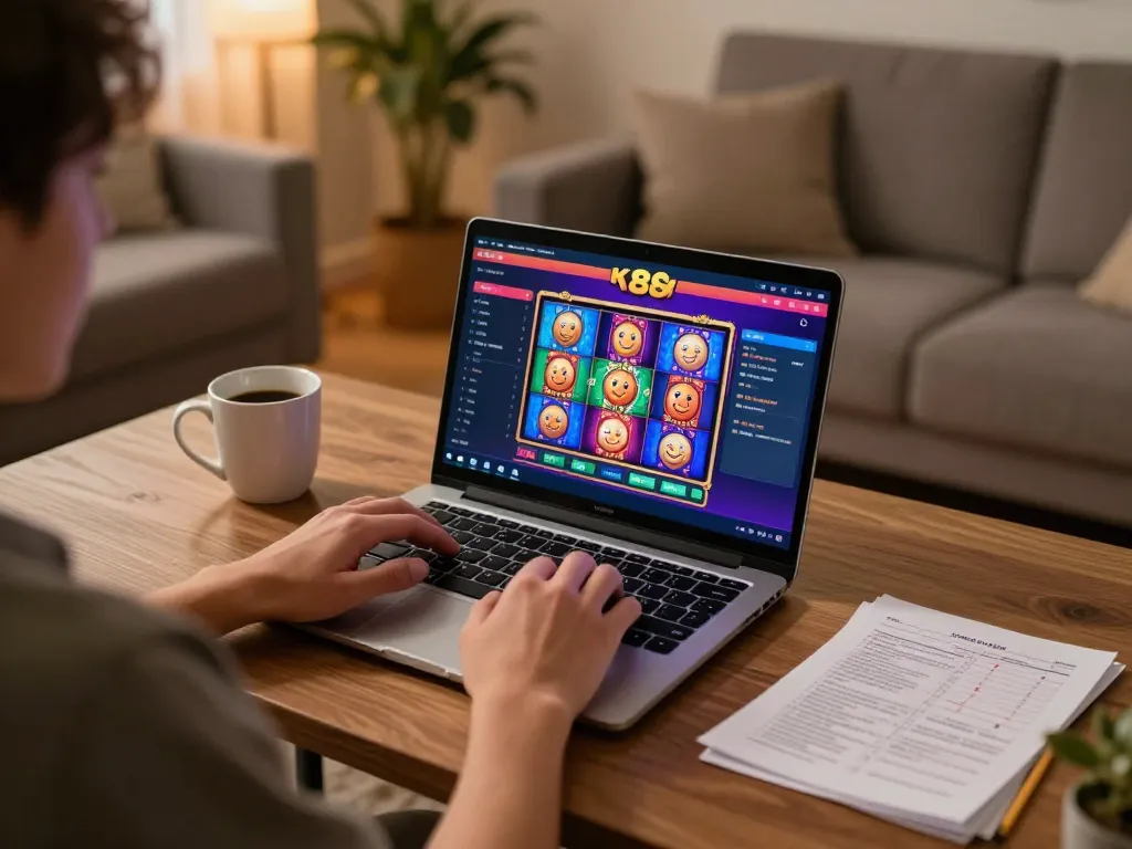Engaging with kp 88 online gaming interface in a cozy home setup