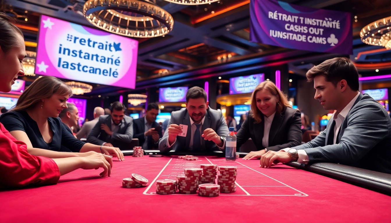 Retrait instantané paris sportif avec des joueurs concentrés sur une table de baccarat.