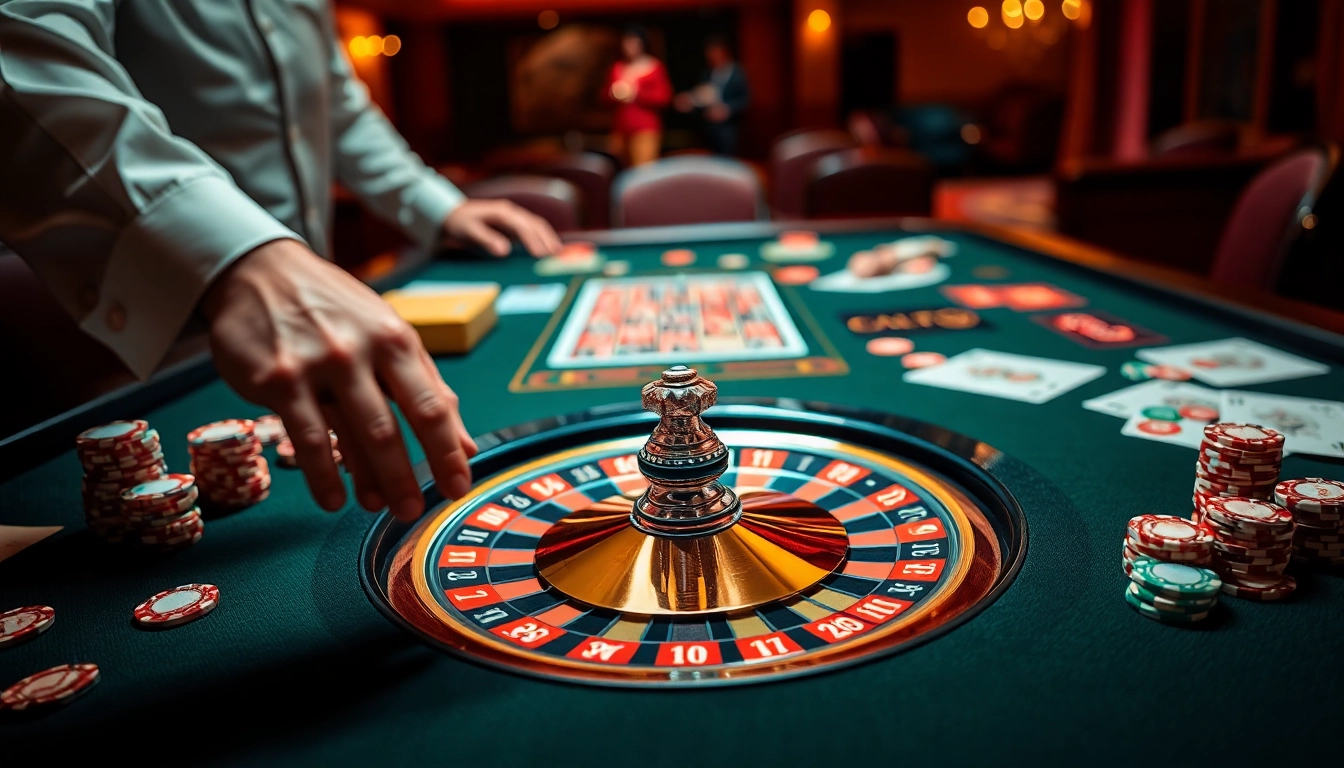 Engage with casino en ligne france through an exciting roulette table setup, featuring colorful chips.