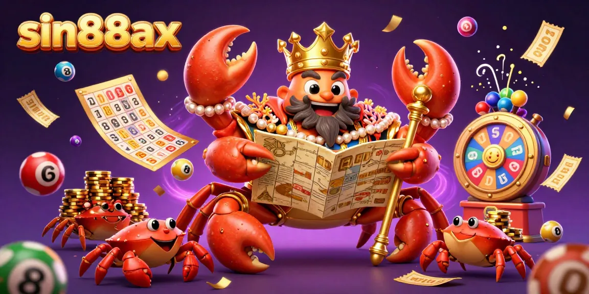 Experience the excitement of sin88ax with dynamic lottery and gaming visuals in a lavish casino-themed illustration.