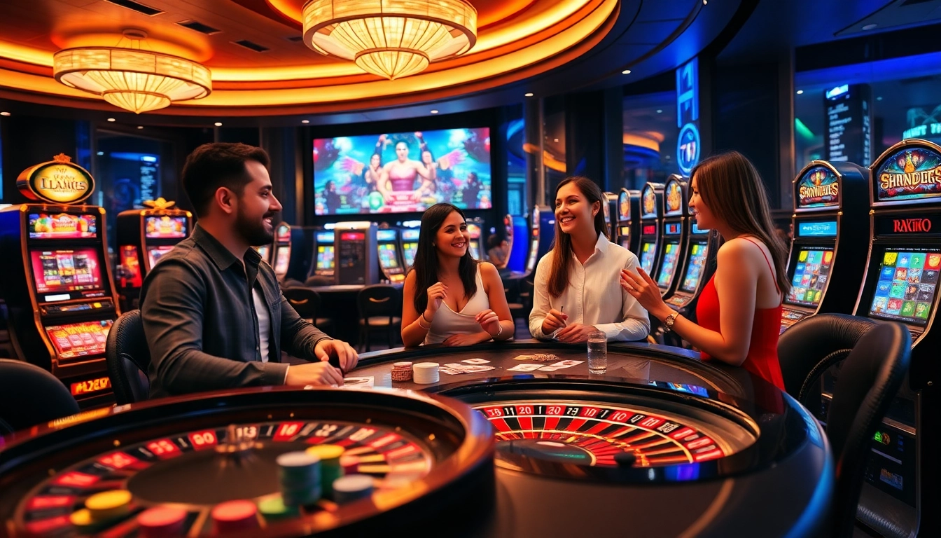 Players enjoying the excitement of 7hh casino games with vibrant betting tables and slots.