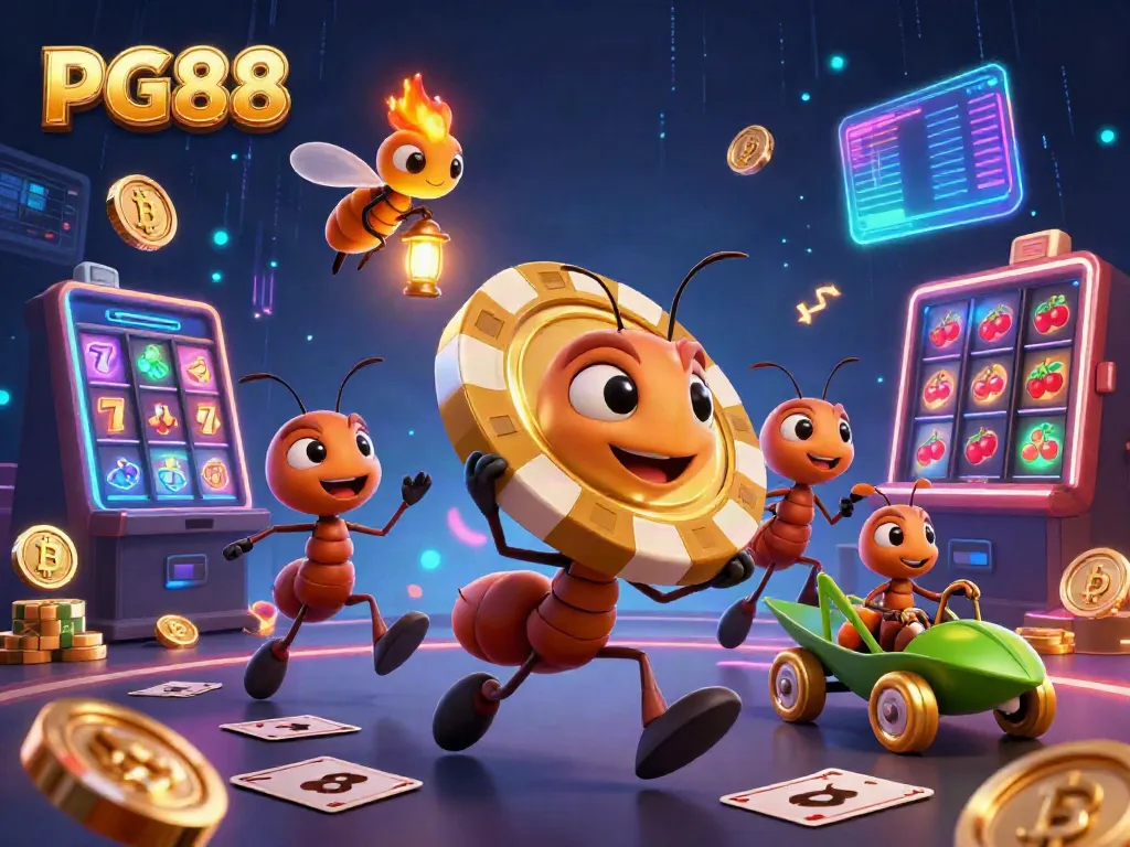 Experience thrilling gameplay at PG88 with a dynamic casino heist by cartoon ants and crypto elements.