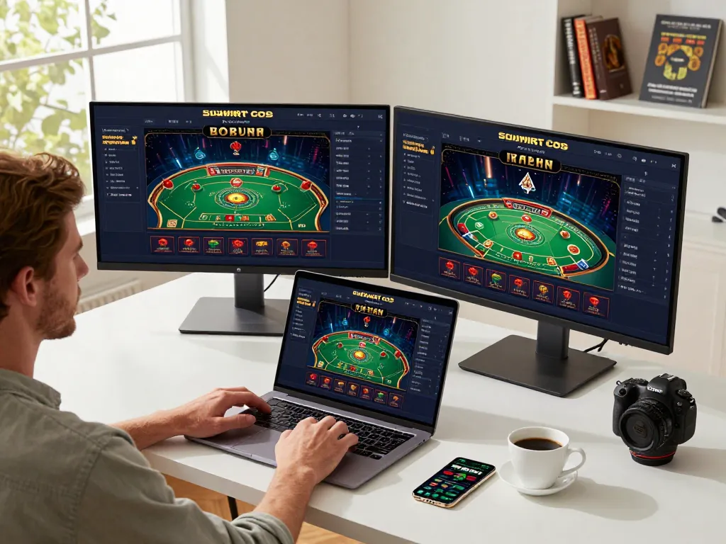 27G player engaged in online casino gaming with strategic analysis materials in a cozy setting.