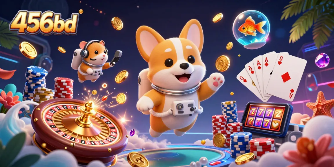 Experience gaming excitement with 456bd in a vibrant cosmic casino scene, featuring animated characters.