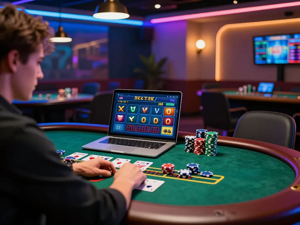 Um jogador apaixonado desfrutando de blackjack ao vivo na plataforma online 12bet Brasil, exibindo uma jogabilidade envolvente.