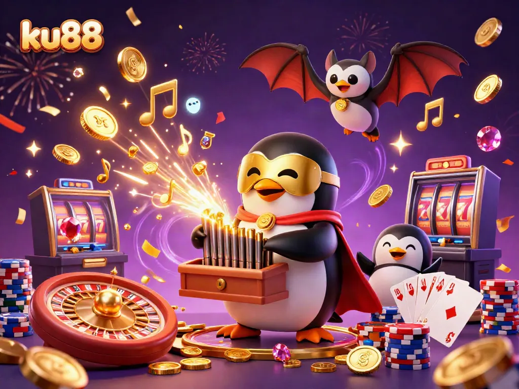 Experience the thrills of ku88 with an enchanting 3D illustration of casino excitement.