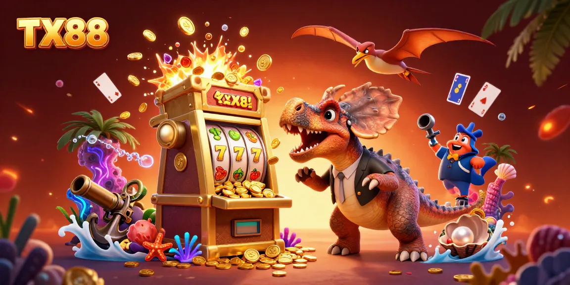 Experience TX88's thrilling jackpot moments with colorful characters in an exciting casino scene.