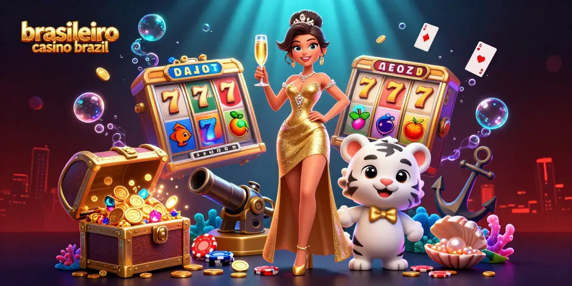 Experience the excitement of brasileiro casino brazil with a lively illustration of a glamorous woman and a lucky tiger cub.