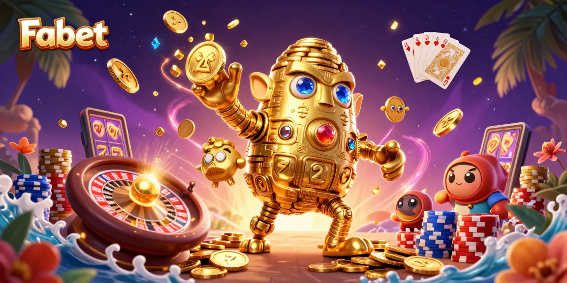 Experience the excitement of Fabet with animated golden coins and engaging casino elements.