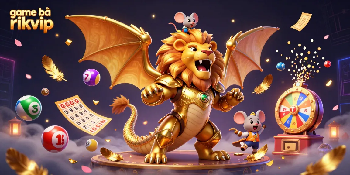 Engage in thrilling game bài rikvip with vibrant scenes showcasing dynamic lottery elements and a champion chimera.