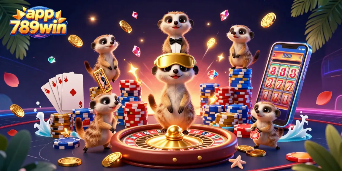 Bet on exciting games with app 789win featuring a lively meerkat casino scene.
