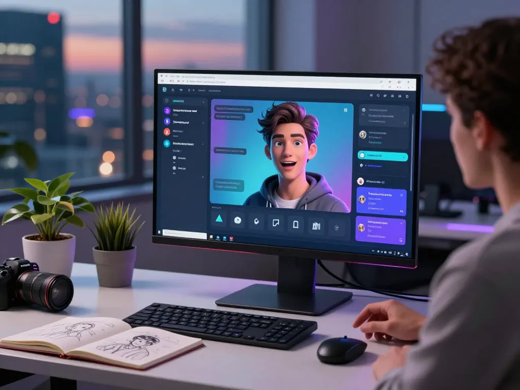 Engaging user experience with crush on ai technology in a futuristic workspace.