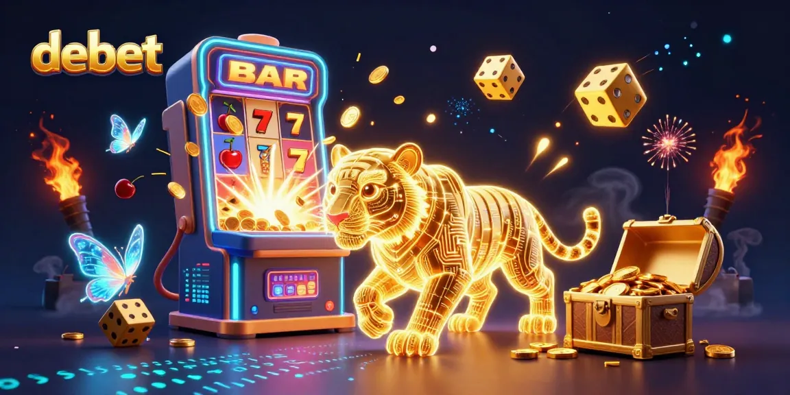Experience the thrill of debet in a vibrant casino scene with a golden tiger and jackpot excitement.