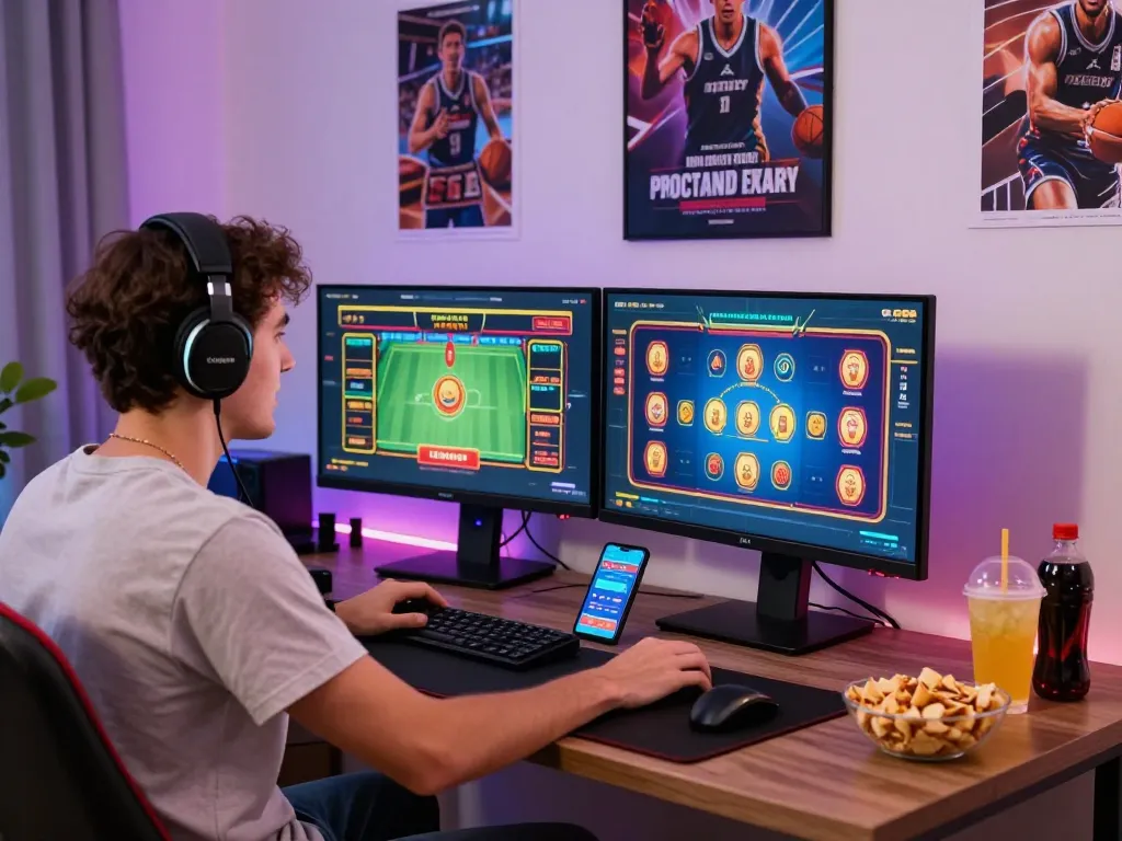 Engaging gaming scene showcasing a user enjoying 12bet brasil in a vibrant home setting.