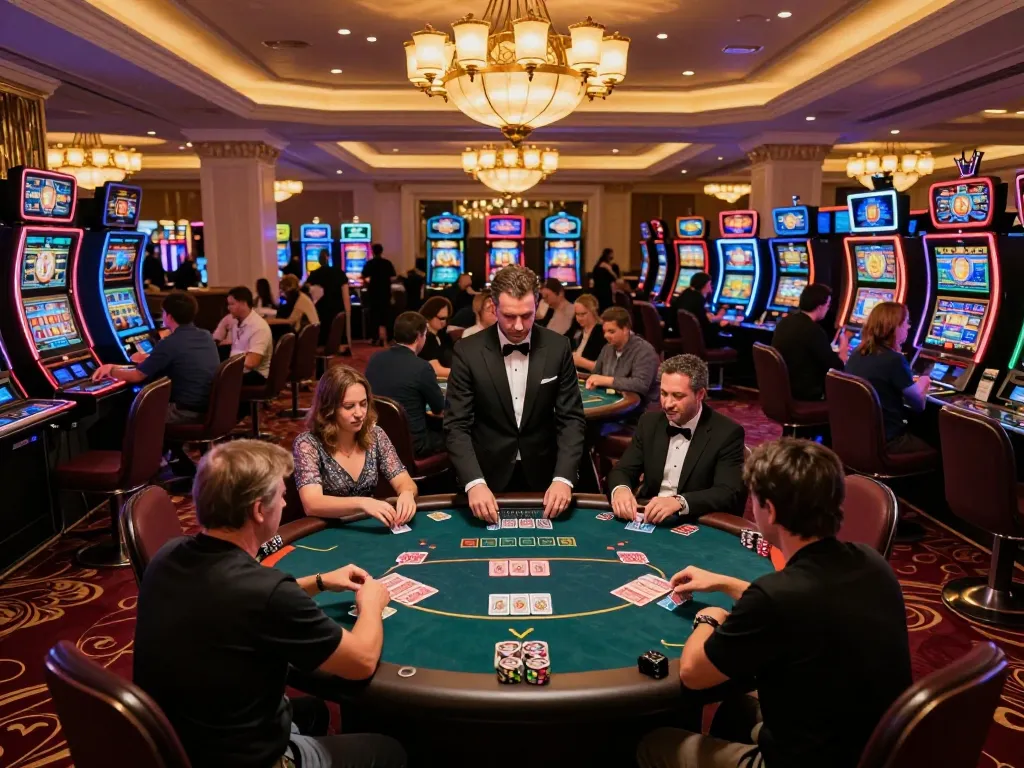 Players strategizing in king33 casino poker game with professional dealers