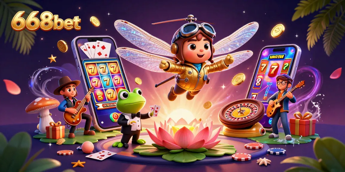 Experience thrilling gaming at 668bet with a vibrant, dynamic casino scene showcasing exciting elements.