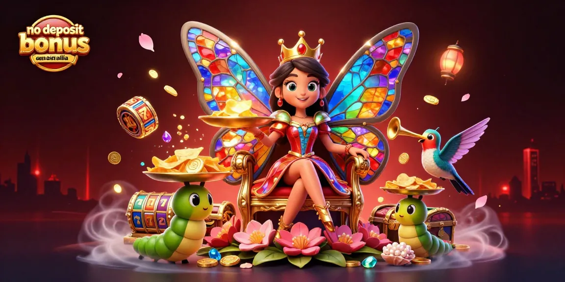 Engage with thrilling no deposit bonus casino Australia offers amidst vibrant casino elements and characters.
