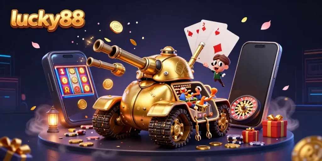 Experience the excitement of lucky88 in a vibrant miniature casino scene filled with joy and winnings.