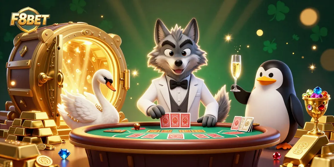 Experience F8BET's vibrant casino atmosphere with charismatic characters and dazzling treasures.