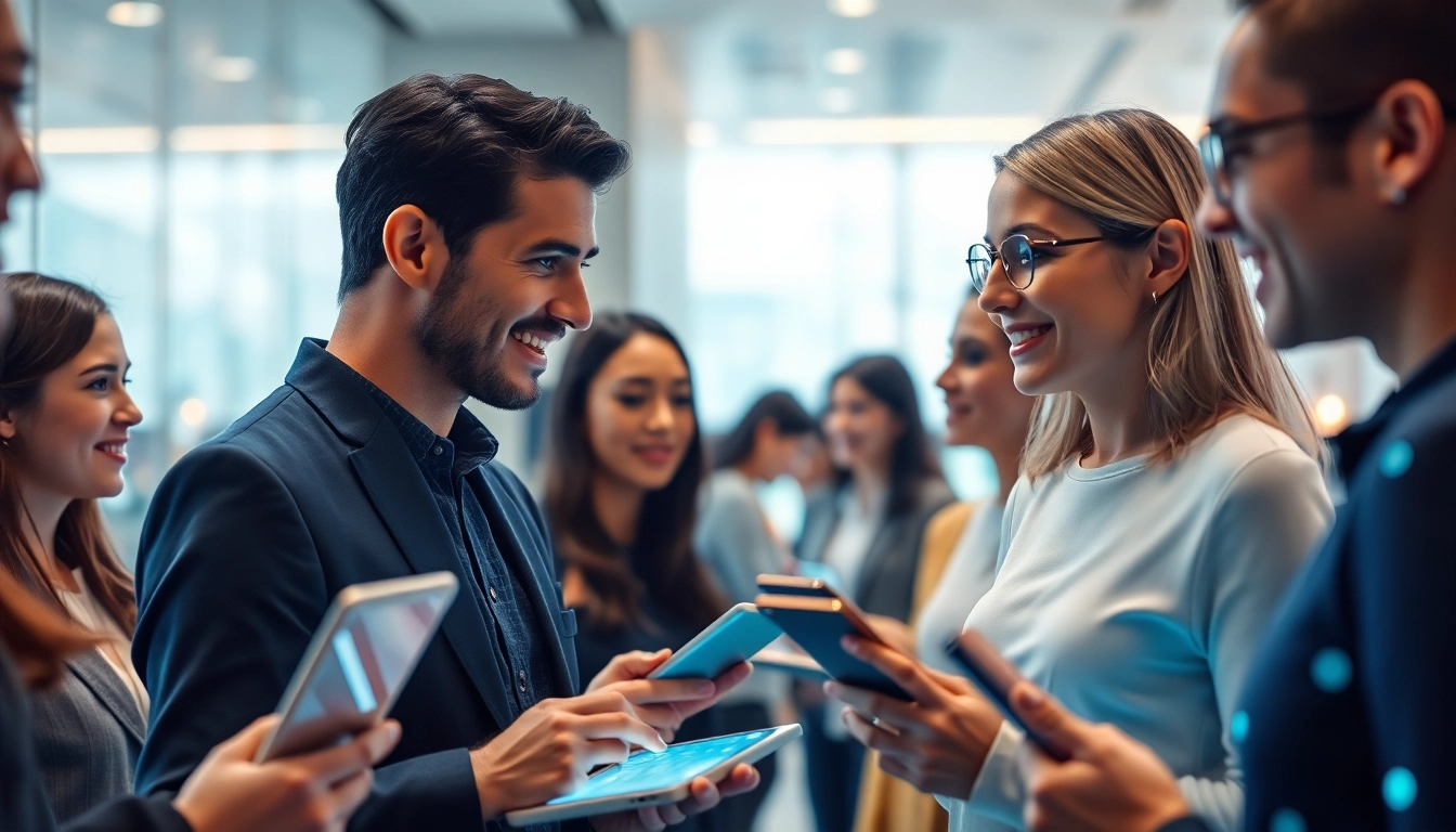 Engaging AI interaction scene with diverse users and lifelike avatars showcasing crushon technology.