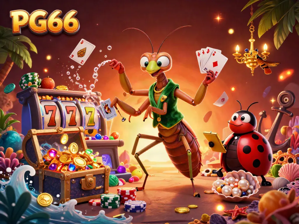 Experience thrilling gameplay at PG66 with colorful slot reels and vibrant gaming characters.
