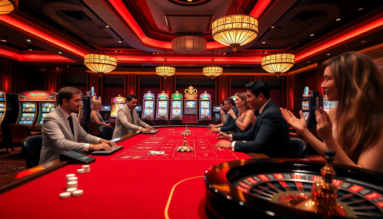 Exciting gaming atmosphere with dealers and players at www.new88seotop.com casino.