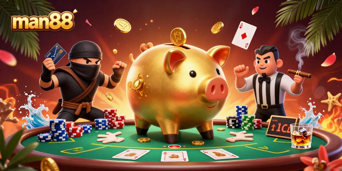 man88 engages in a vibrant poker battle with animated characters, showcasing excitement and strategy.