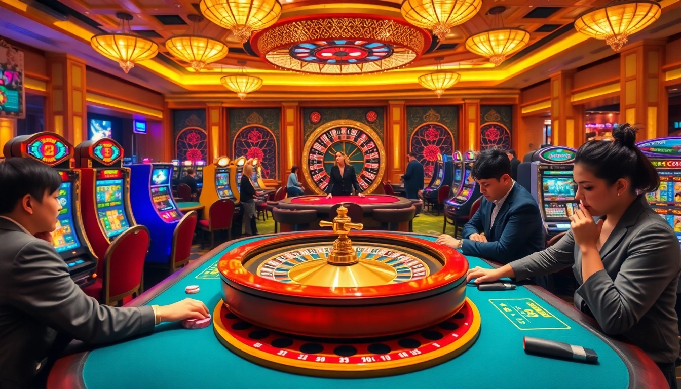 Experience the thrill of gaming with go8 casino tables and vibrant slot machines in an elegant setting