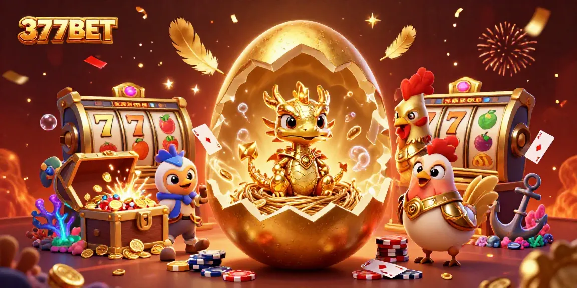 Experience the thrill of winning at 377BET with a golden dragon and dynamic casino elements.